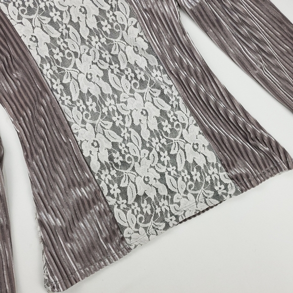 Andrade Lavender Lace Silver Stripe Shimmer Top S - Picture 13 of 16